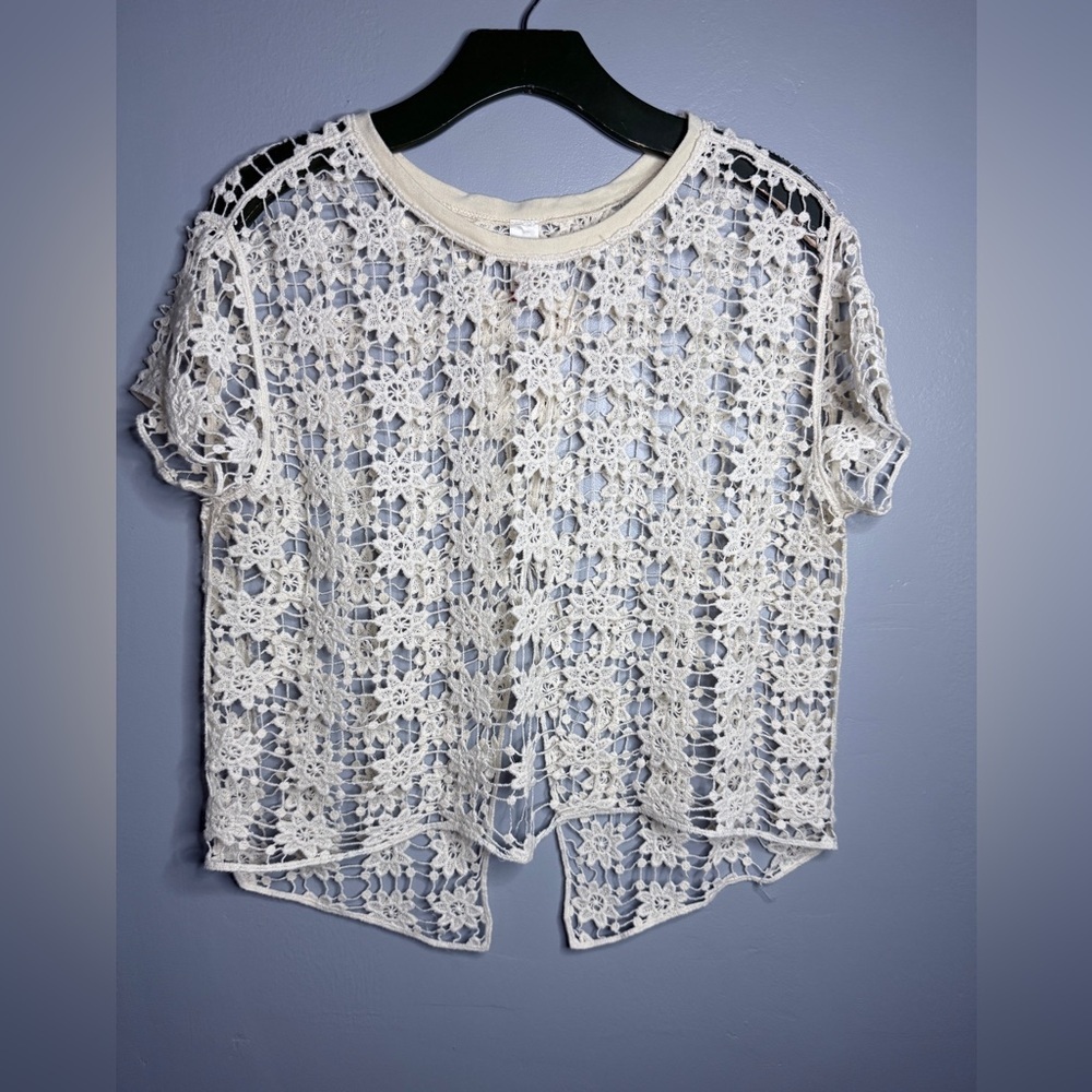 #10)  100% Cotton crocheted top with open back